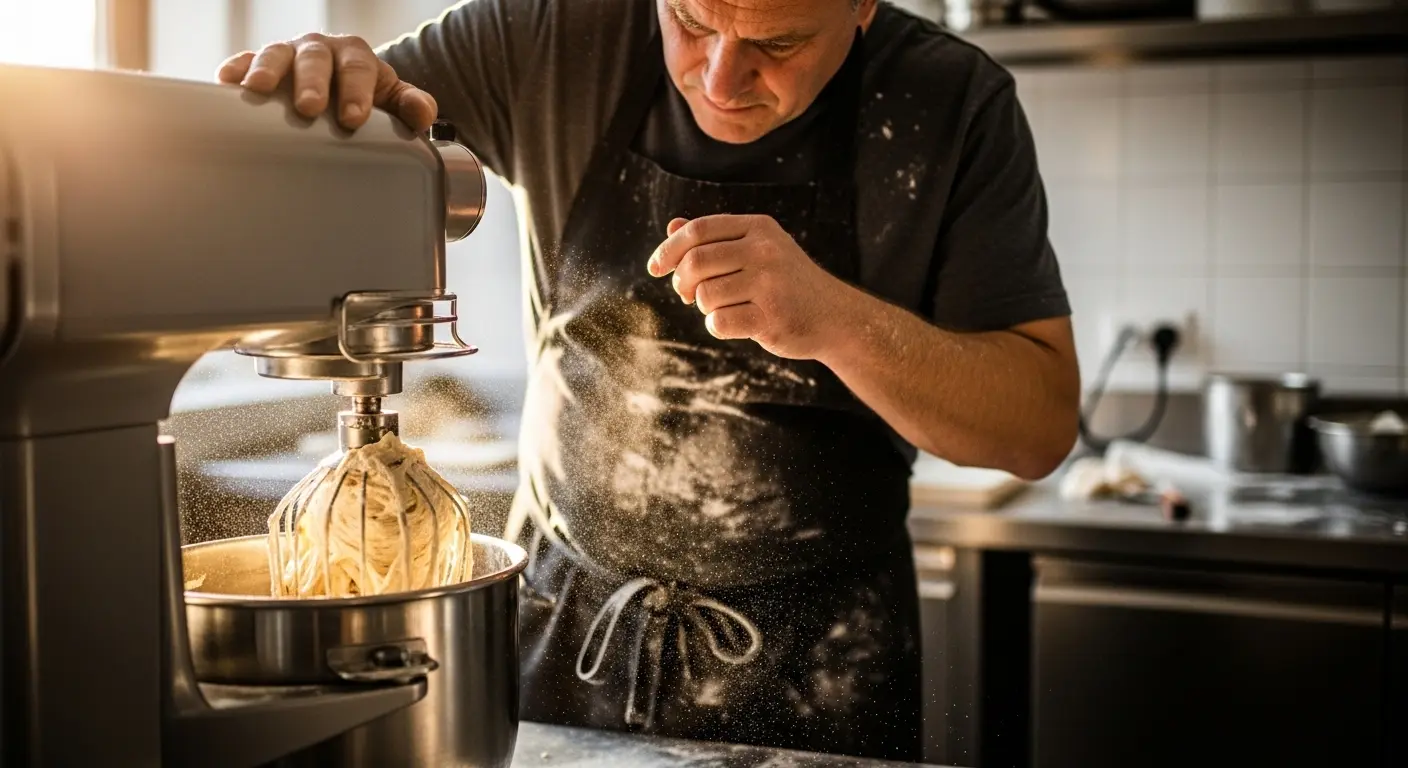 fricção na batedeira planetária contra a espiral