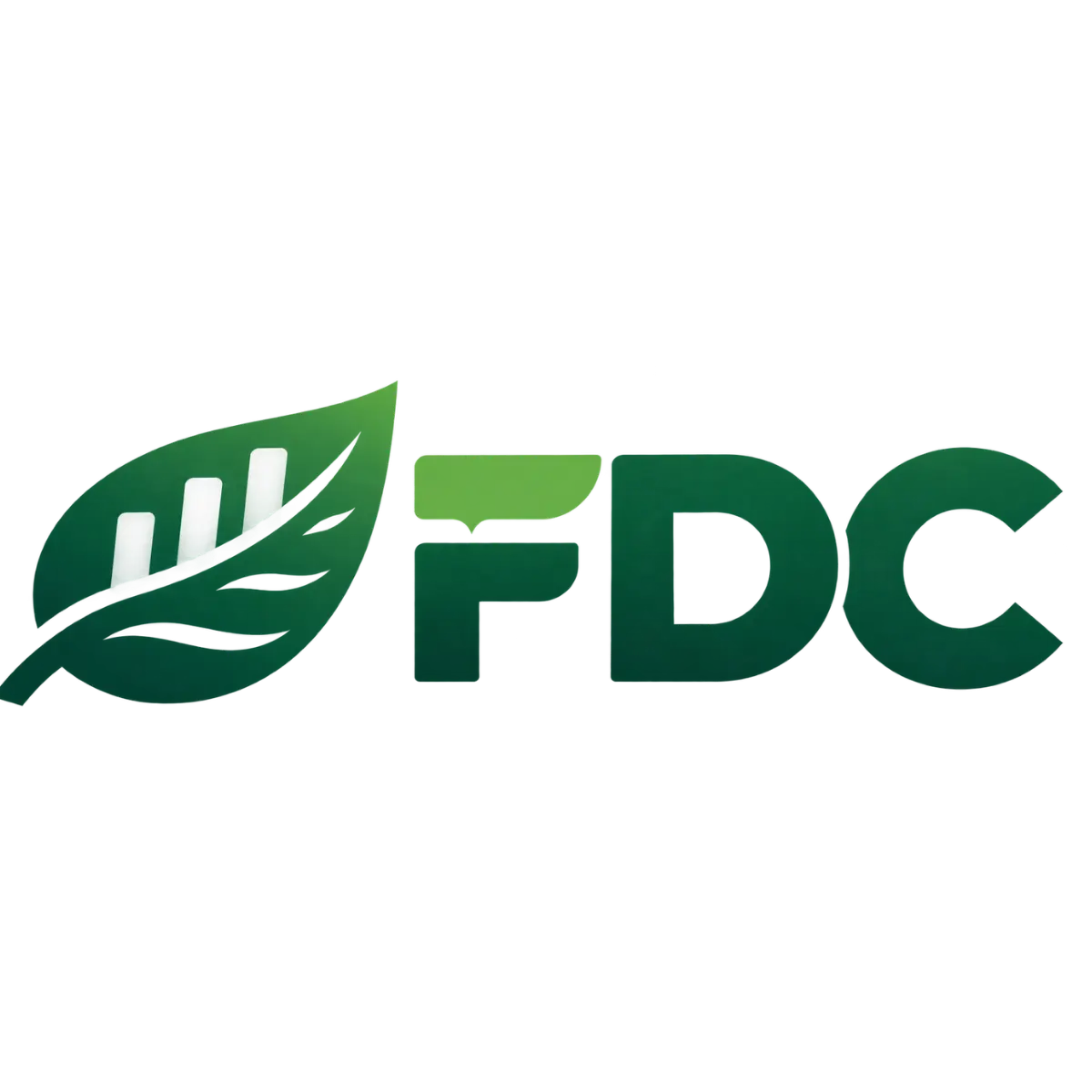 Logotipo FDC do Folha de Cerquilho, com folha verde estilizada e iniciais FDC em tons de verde, simbolizando conhecimento, crescimento e credibilidade.